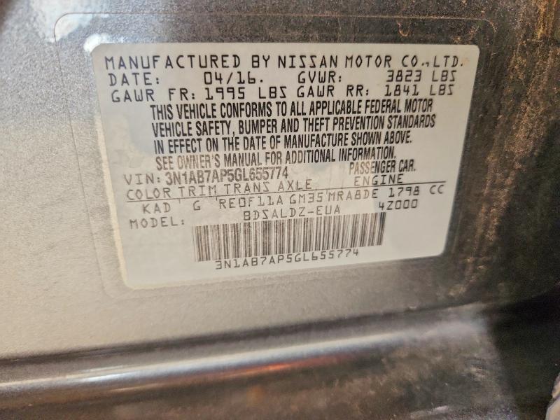 Aukcja sprzedaży 2016 Nissan Sentra, vin: 3N1AB7AP5GL655774, numer aukcji: 48301136