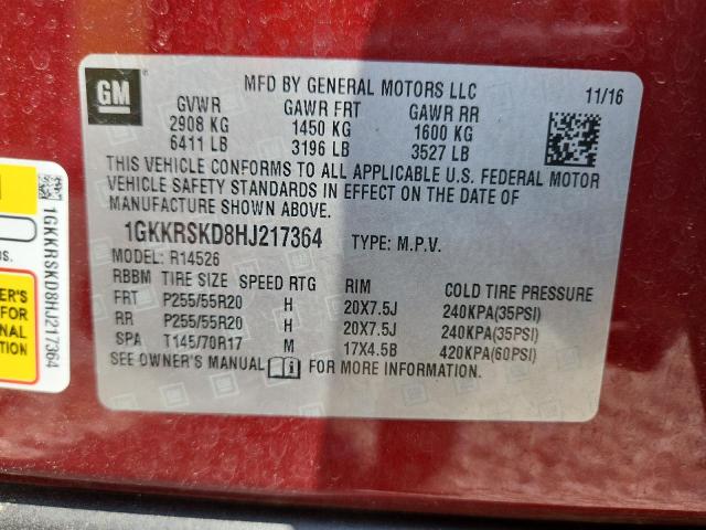 Продажа на аукционе авто 2017 Gmc Acadia Limited, vin: 1GKKRSKD8HJ217364, номер лота: 51300616