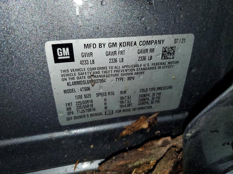 2022 Buick Encore Gx მანქანა იყიდება აუქციონზე, vin: KL4MMDSL6NB037094, აუქციონის ნომერი: 49073936