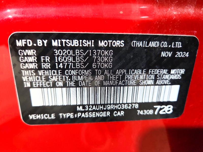 Продаж на аукціоні авто 2024 Mitsubishi Mirage, vin: ML32AUHJ9RH036278, номер лоту: 49801996