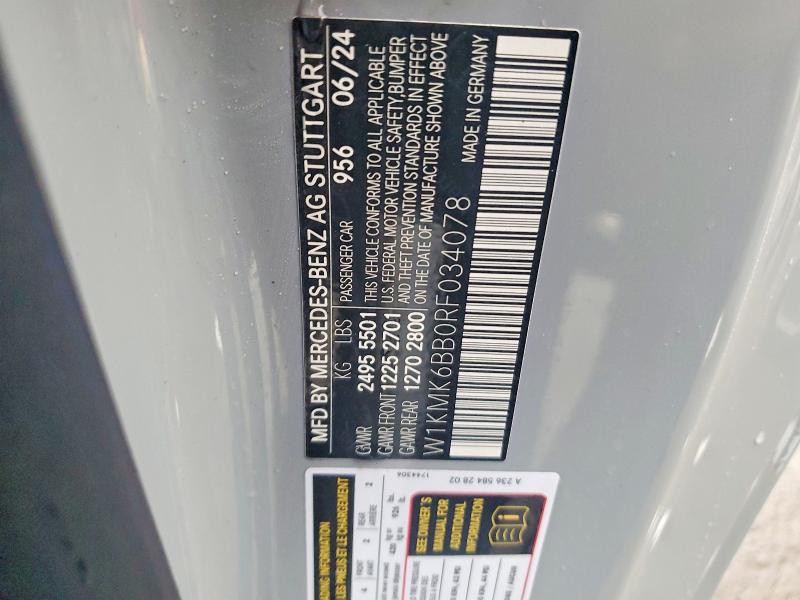 2024 Mercedes-benz Cle მანქანა იყიდება აუქციონზე, vin: W1KMK6BB0RF034078, აუქციონის ნომერი: 50085566