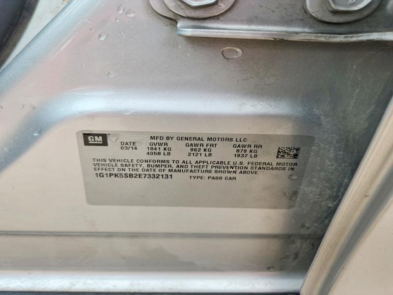 51523726 :رقم المزاد ، 1G1PK5SB2E7332131 vin ، 2014 Chevrolet Cruze مزاد بيع
