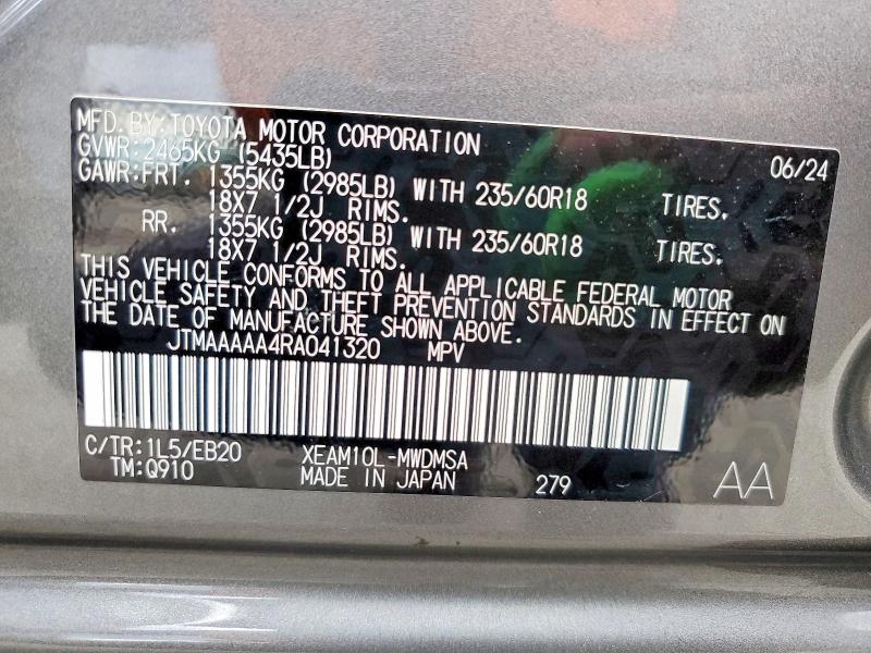 Продаж на аукціоні авто 2024 Toyota Bz4x, vin: JTMAAAAA4RA041320, номер лоту: 49830846