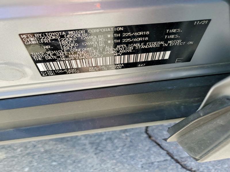 48851536 :رقم المزاد ، JTMB6RFV4MD045472 vin ، 2021 Toyota Rav4 Hybrid مزاد بيع