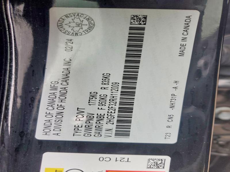 Продажа на аукционе авто 2024 Honda Civic, vin: 2HGFE2F32RH112009, номер лота: 46986696