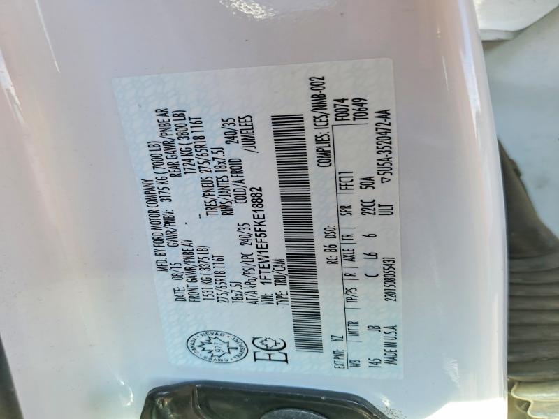 2015 Ford F150 მანქანა იყიდება აუქციონზე, vin: 1FTEW1EF5FKE18882, აუქციონის ნომერი: 51900486