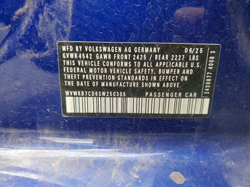 50453416 :رقم المزاد ، WVWKB7CD6SW250305 vin ، 2025 Volkswagen Golf R مزاد بيع