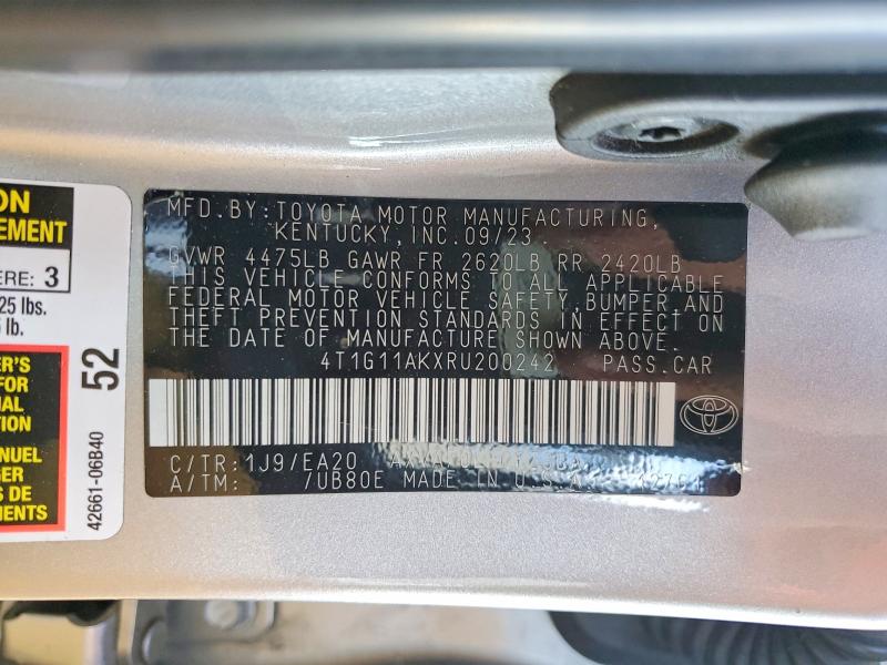 Продажа на аукционе авто 2024 Toyt Camry, vin: 4T1G11AKXRU200242, номер лота: 49672276