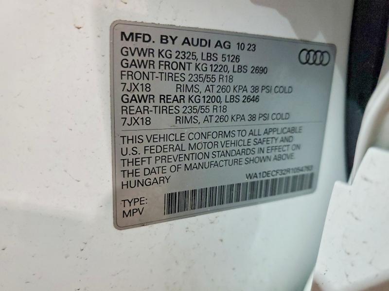 Продаж на аукціоні авто 2024 Audi Q3, vin: WA1DECF32R1054763, номер лоту: 51350726