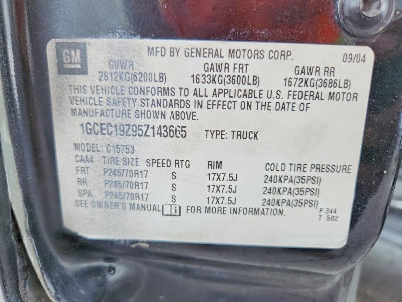 51789546 :رقم المزاد ، 1GCEC19Z95Z143665 vin ، 2005 Chevrolet Silverado مزاد بيع