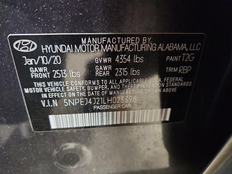 Продаж на аукціоні авто 2020 Hyundai Sonata, vin: 5NPEJ4J21LH023398, номер лоту: 51607606