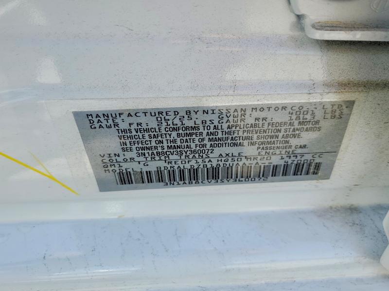 2025 Nissan Sentra მანქანა იყიდება აუქციონზე, vin: 3N1AB8CV3SY360072, აუქციონის ნომერი: 51776876