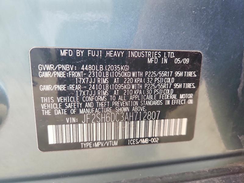 Продажа на аукционе авто 2010 Subaru Forester, vin: JF2SH6DC3AH712807, номер лота: 46783436