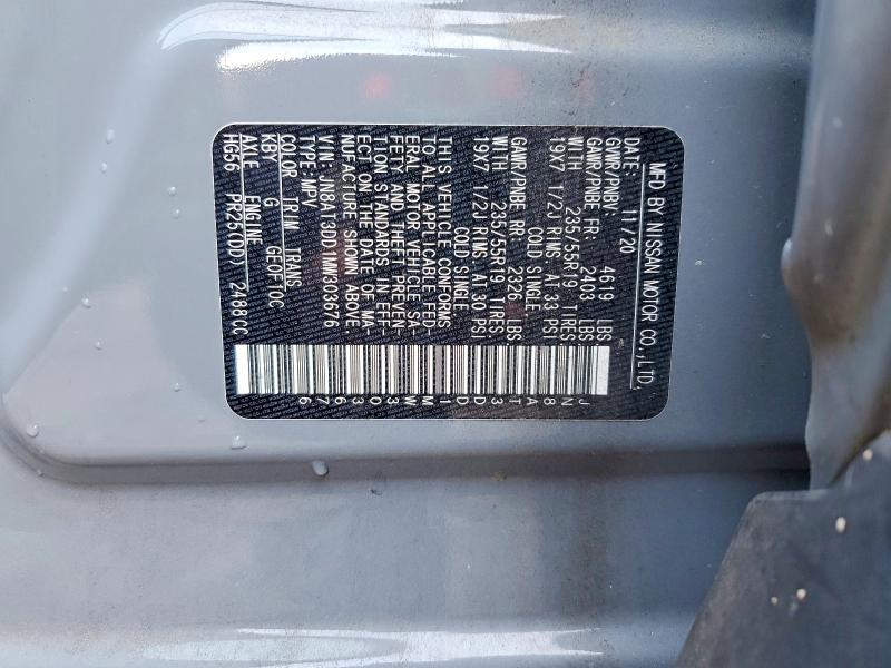 Aukcja sprzedaży 2021 Nissan Rogue, vin: JN8AT3DD1MW303676, numer aukcji: 51558396