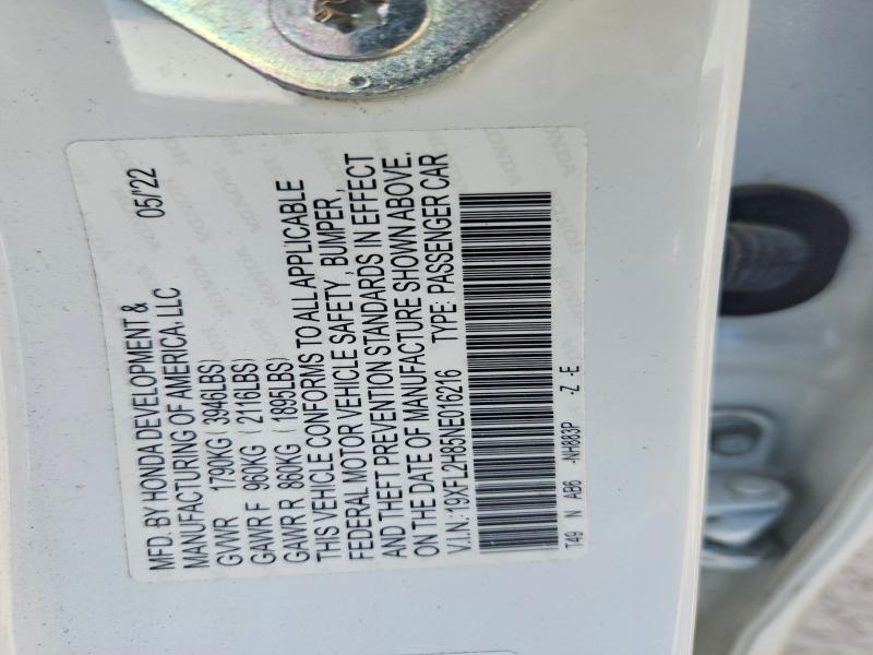 2022 Honda Civic მანქანა იყიდება აუქციონზე, vin: 19XFL2H85NE016216, აუქციონის ნომერი: 50448146