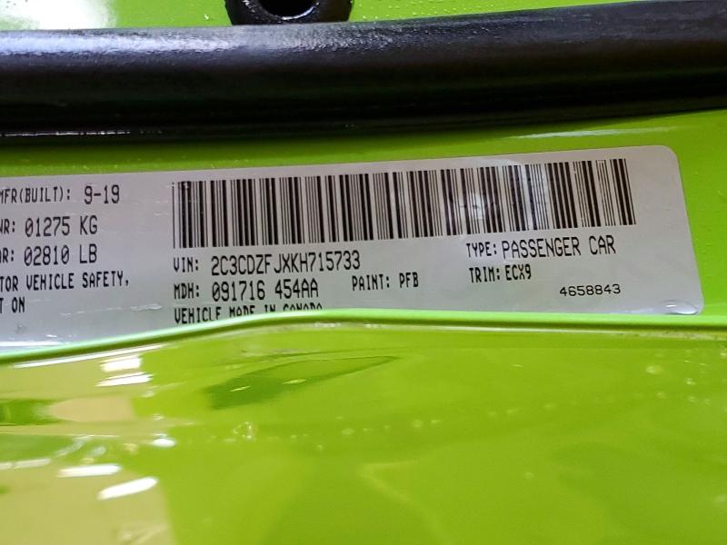Aukcja sprzedaży 2019 Dodge Challenger, vin: 2C3CDZFJXKH715733, numer aukcji: 49043516