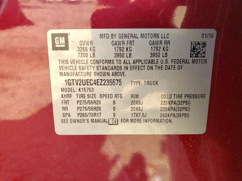 Продаж на аукціоні авто 2014 Gmc Sierra, vin: 1GTV2UEC4EZ235675, номер лоту: 50245956