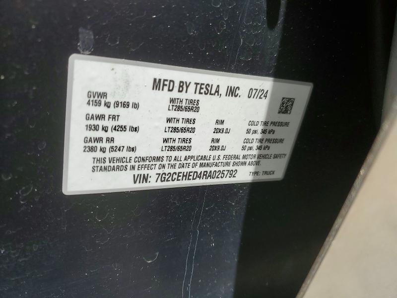 49734806 :رقم المزاد ، 7G2CEHED4RA025792 vin ، 2024 Tesla Cybertruck مزاد بيع