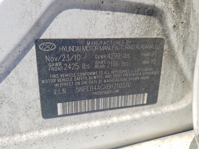 2011 Hyundai Sonata მანქანა იყიდება აუქციონზე, vin: 5NPEB4ACXBH210370, აუქციონის ნომერი: 49913146