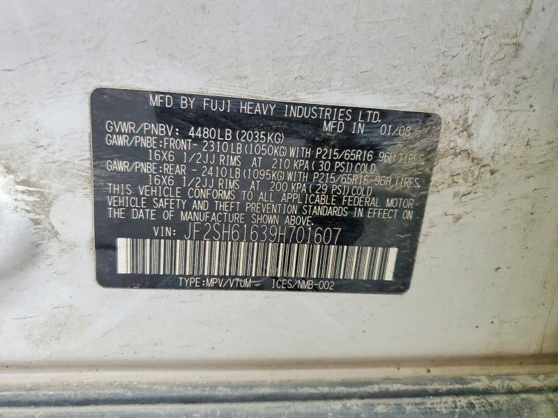 48941536 :رقم المزاد ، JF2SH61639H701607 vin ، 2009 Subaru Forester مزاد بيع