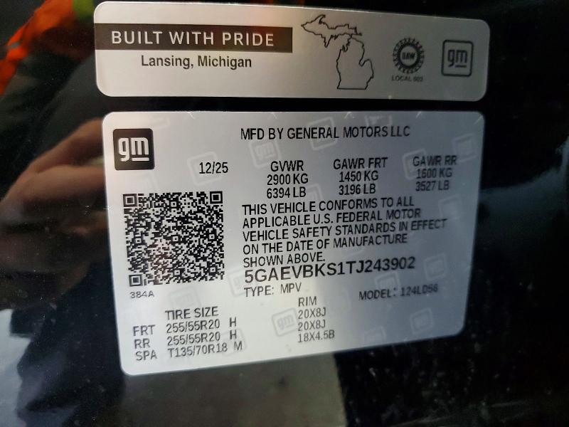 50825196 :رقم المزاد ، 5GAEVBKS1TJ243902 vin ، 2026 Buick Enclave مزاد بيع
