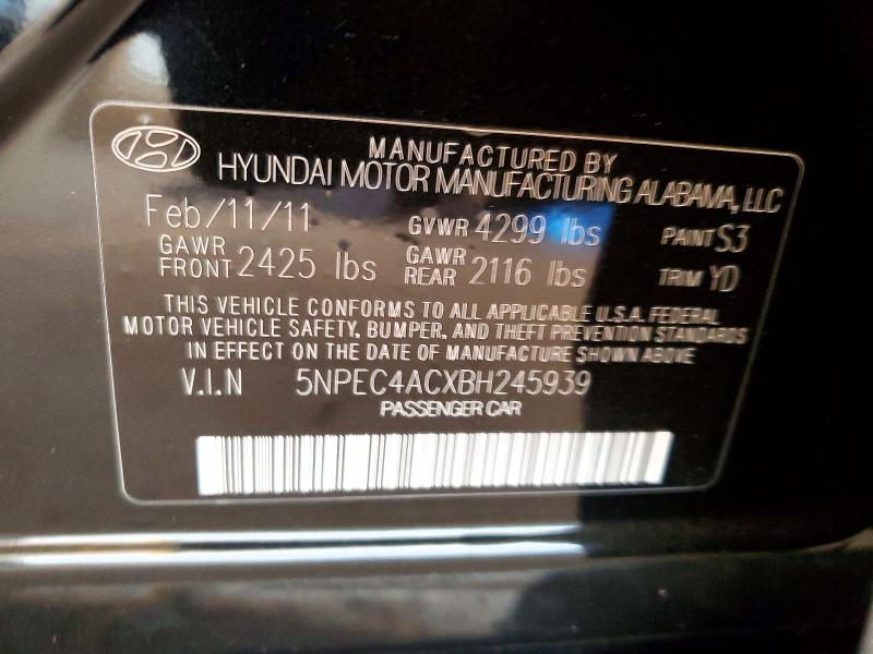 Aukcja sprzedaży 2011 Hyundai Sonata, vin: 5NPEC4ACXBH245939, numer aukcji: 50661516
