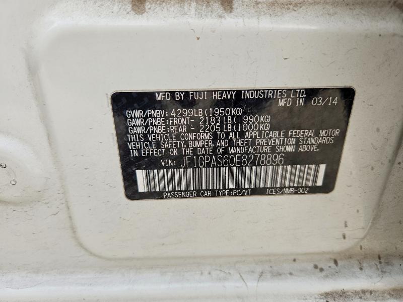 50120536 :رقم المزاد ، JF1GPAS60E8278896 vin ، 2014 Subaru Impreza مزاد بيع