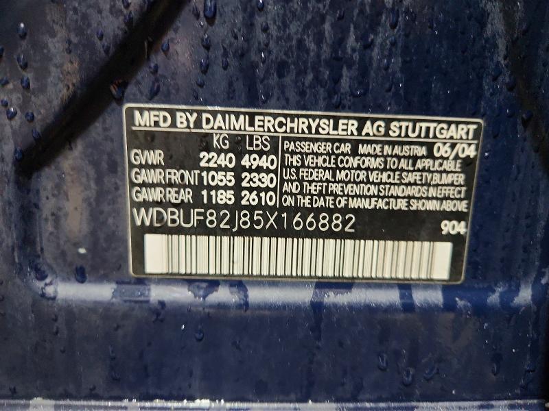 Aukcja sprzedaży 2005 Mercedes-benz E, vin: WDBUF82J85X166882, numer aukcji: 48039346