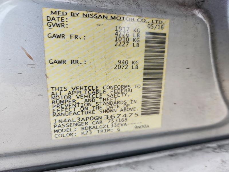 Aukcja sprzedaży 2016 Nissan Altima, vin: 1N4AL3AP0GN367475, numer aukcji: 51833316