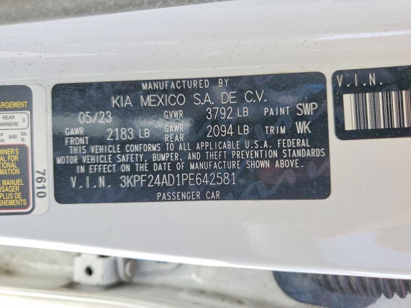 2023 Kia Forte მანქანა იყიდება აუქციონზე, vin: 3KPF24AD1PE642581, აუქციონის ნომერი: 47813486