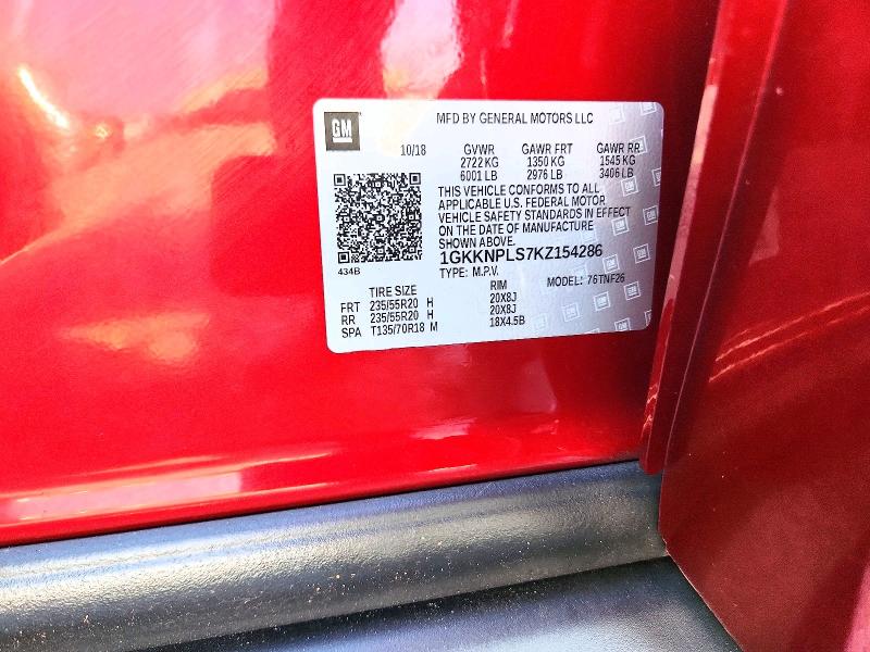 Aukcja sprzedaży 2019 Gmc Acadia, vin: 1GKKNPLS7KZ154286, numer aukcji: 50228496