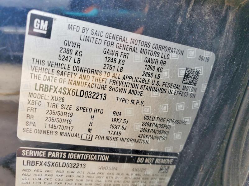 2020 Buick Envision მანქანა იყიდება აუქციონზე, vin: LRBFX4SX6LD032213, აუქციონის ნომერი: 76536745