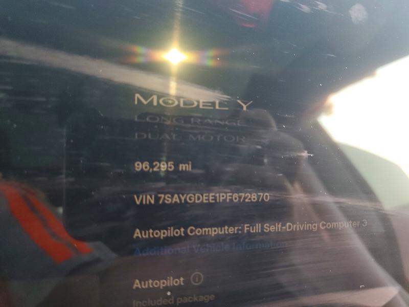 50951526 :رقم المزاد ، 7SAYGDEE1PF672870 vin ، 2023 Tesla Model Y مزاد بيع