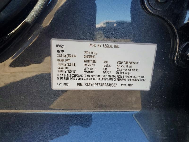 Продажа на аукционе авто 2024 Tesla Model Y, vin: 7SAYGDEE4RA330037, номер лота: 51283526