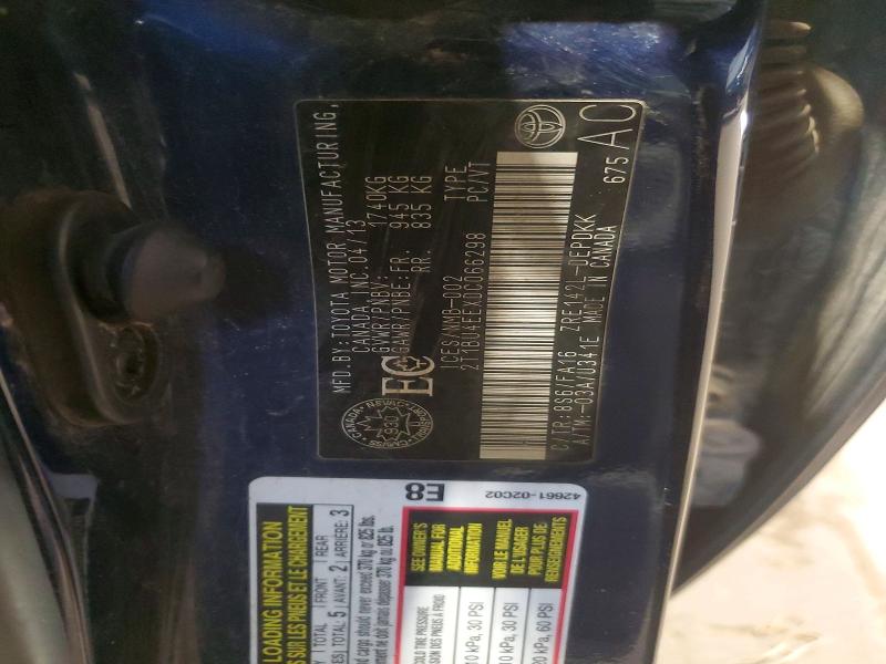 2013 Toyota Corolla მანქანა იყიდება აუქციონზე, vin: 2T1BU4EEXDC066298, აუქციონის ნომერი: 50719876