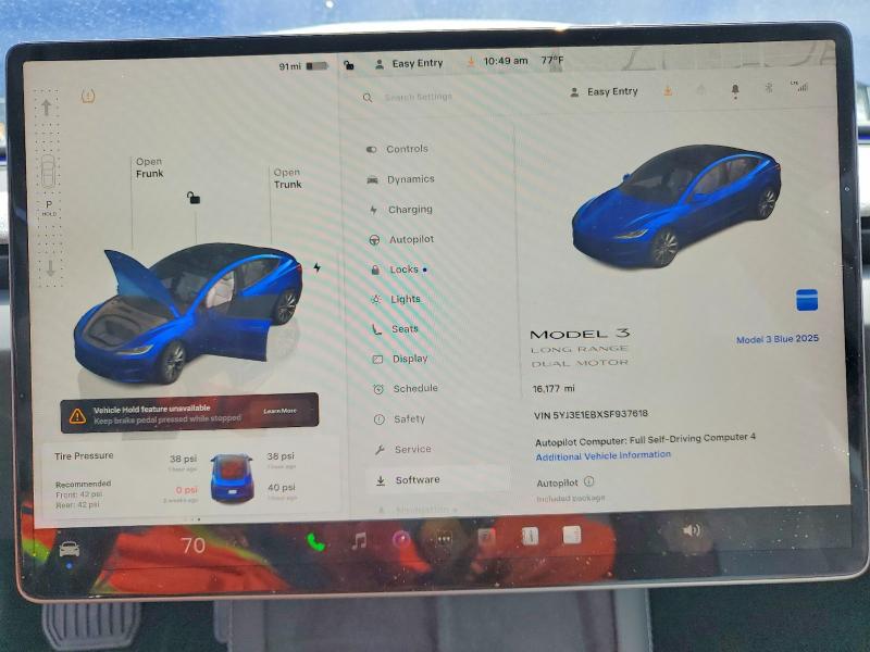 50586986 :رقم المزاد ، 5YJ3E1EBXSF937618 vin ، 2025 Tesla Model 3 مزاد بيع