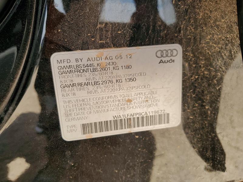 Продаж на аукціоні авто 2012 Audi Q5, vin: WA1LFAFP8CA119672, номер лоту: 50526986