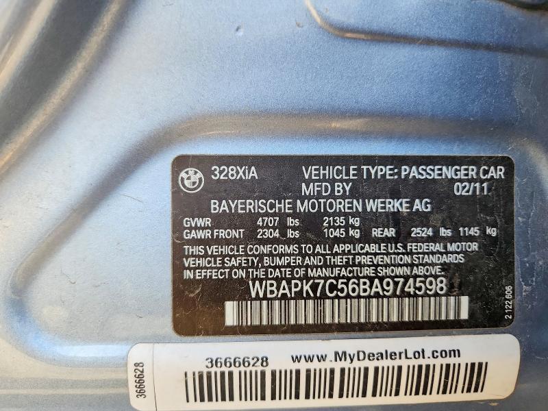 Aukcja sprzedaży 2011 Bmw 328, vin: WBAPK7C56BA974598, numer aukcji: 49881156