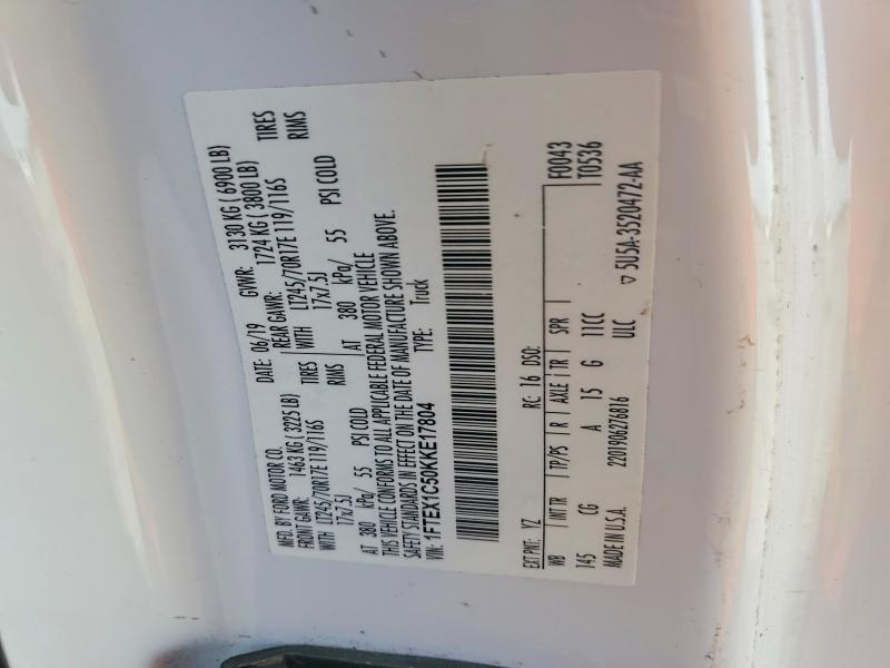 48876846 :رقم المزاد ، 1FTEX1C50KKE17804 vin ، 2019 Ford F150 مزاد بيع