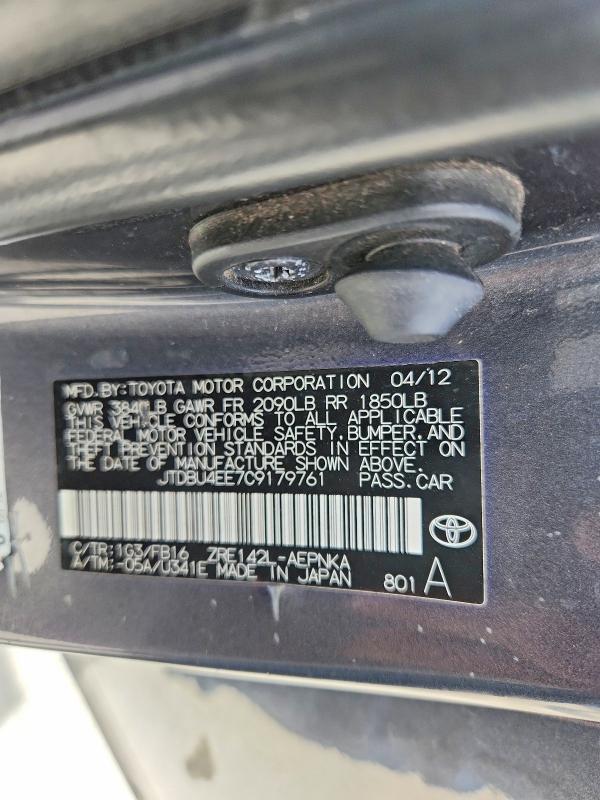 48537766 :رقم المزاد ، JTDBU4EE7C9179761 vin ، 2012 Toyota Corolla مزاد بيع