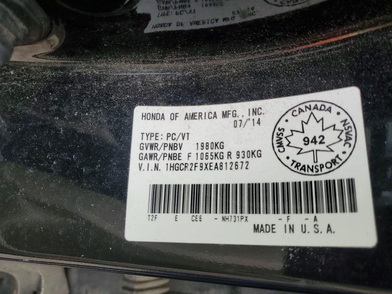 Aukcja sprzedaży 2014 Honda Accord, vin: 1HGCR2F9XEA812672, numer aukcji: 50097446