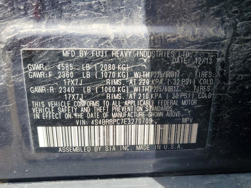 Продаж на аукціоні авто 2014 Subaru Outback, vin: 4S4BRBPC7E3270709, номер лоту: 49582186