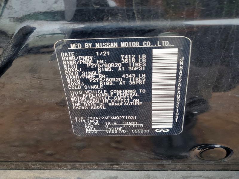 Продажа на аукционе авто 2021 Infiniti Qx80, vin: JN8AZ2AEXM9271931, номер лота: 49812816
