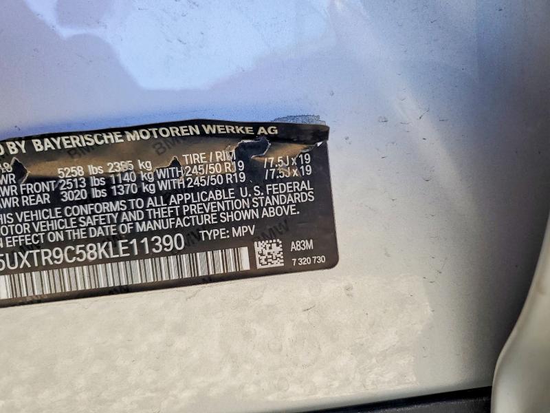 50711076 :رقم المزاد ، 5UXTR9C58KLE11390 vin ، 2019 Bmw X3 مزاد بيع