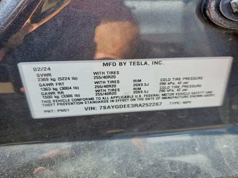 Продаж на аукціоні авто 2024 Tesla Model Y, vin: 7SAYGDEE3RA252267, номер лоту: 51600846