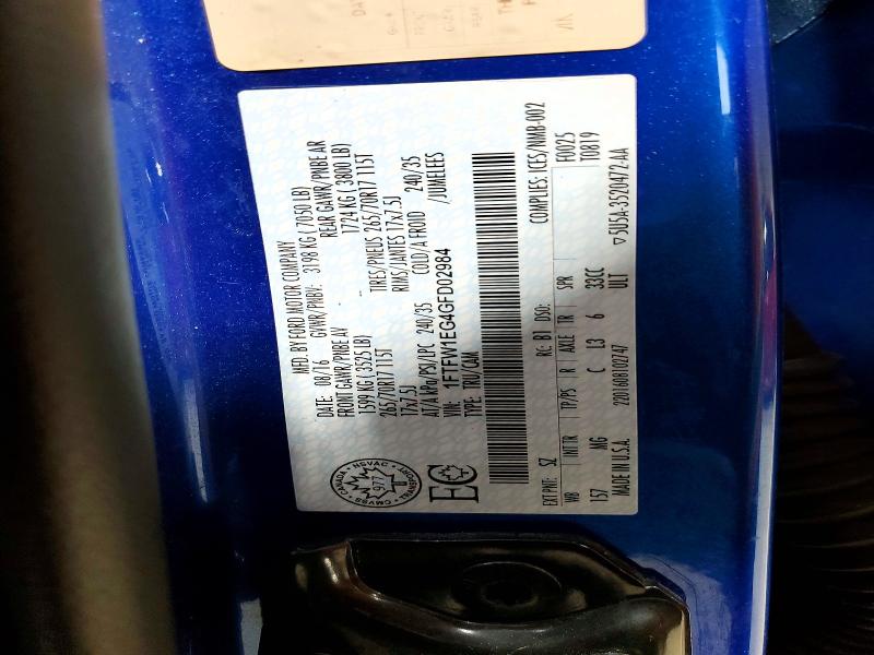 47004216 :رقم المزاد ، 1FTFW1EG4GFD02984 vin ، 2016 Ford F150 مزاد بيع