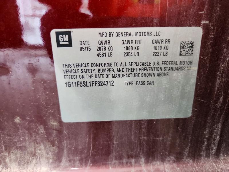 Продаж на аукціоні авто 2015 Chevrolet Malibu, vin: 1G11F5SL1FF324712, номер лоту: 49598996