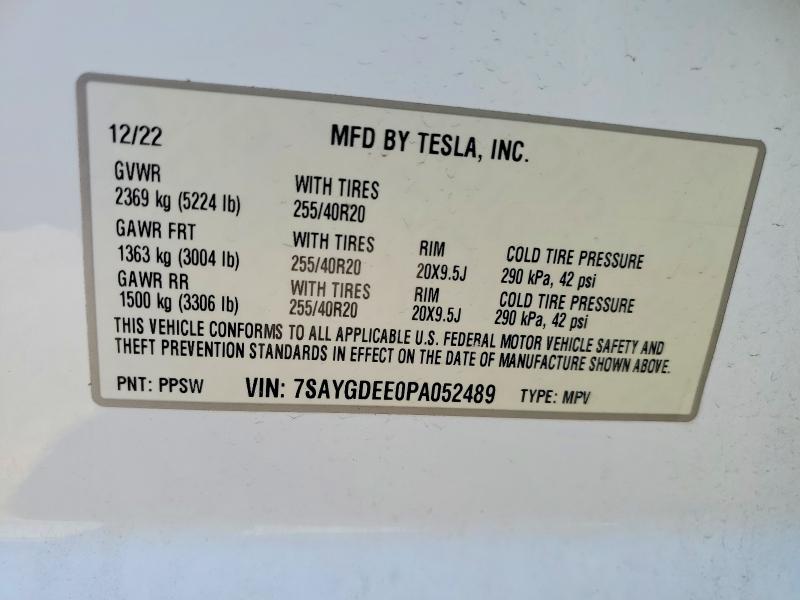 Auction sale of the 2023 Tesla Model Y, vin: 7SAYGDEE0PA052489, lot number: 51278126