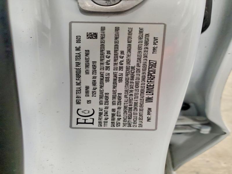 Aukcja sprzedaży 2023 Tesla Model 3, vin: LRW3E1FA5PC875827, numer aukcji: 50447416