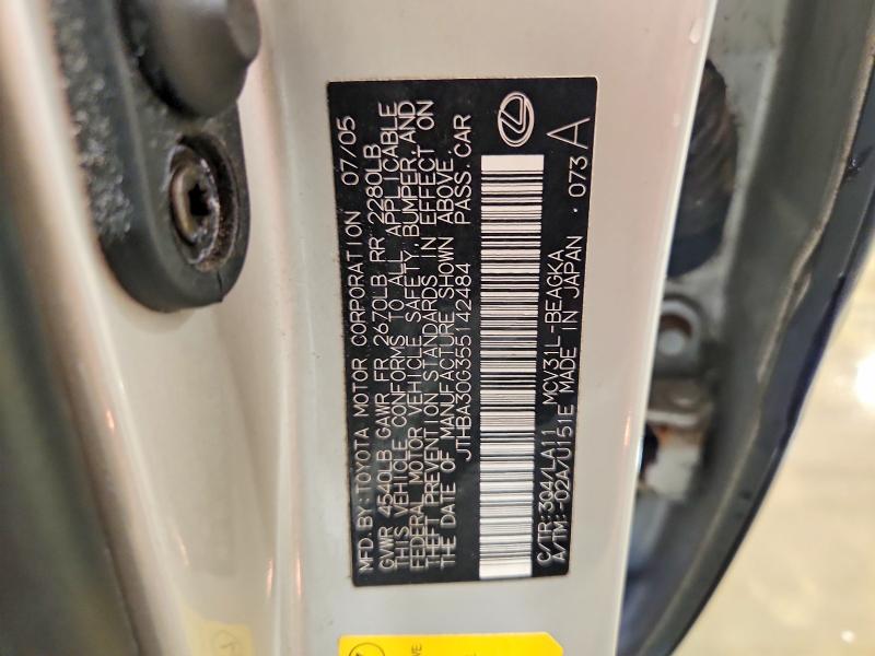 48921406 :رقم المزاد ، JTHBA30G355142484 vin ، 2005 Lexus Es 330 مزاد بيع